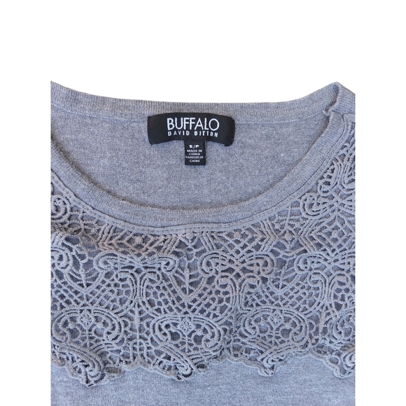 Buffalo David Bitton Gray Ruffled Long Sleeve Sweater - Picture 3 of 5